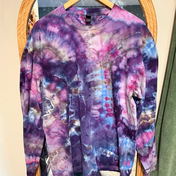 Tie-Dye Long Sleeve Top - Purple and Pink - Picture 1 of 4